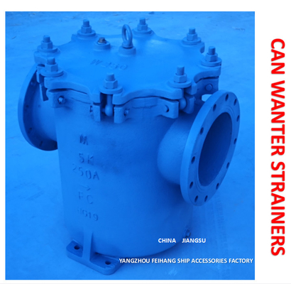 MARINE CAN WATER STRAINER S-TYPE 5K-350A JIS F7121 BODY-CAST IRON FILTER-STAINLESS STEEL