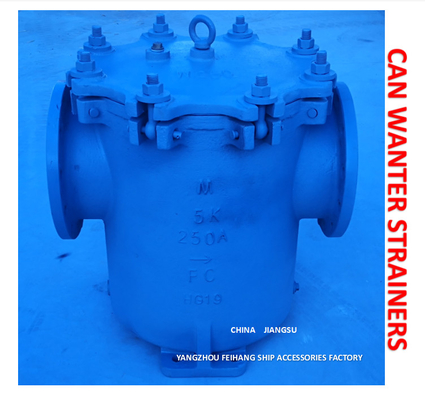 MARINE CAN WATER STRAINER S-TYPE 5K-350A JIS F7121 BODY-CAST IRON FILTER-STAINLESS STEEL