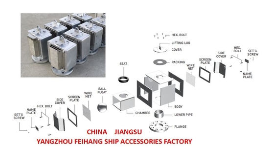 BILGE WATER TANK AIR PIPE HEAD NO.FH-125A BODY CARBON STEEL HOT-DIP GALVANIZING  WITH SUS316L FLOAT BALL