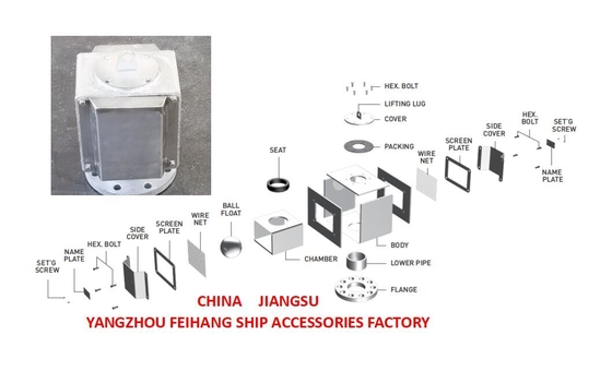 BILGE WATER TANK AIR PIPE HEAD NO.FH-125A BODY CARBON STEEL HOT-DIP GALVANIZING  WITH SUS316L FLOAT BALL