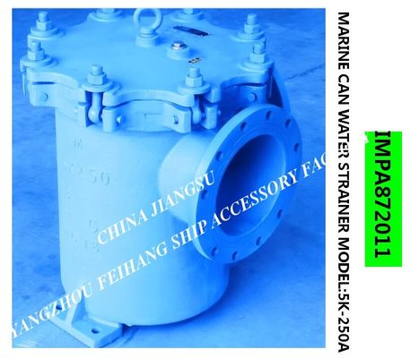 IMPA872011-JIS 5K-5K-250A S-TYPE bilge fire pump inlet straight-through cylindrical seawater filter, flanged cast iron s