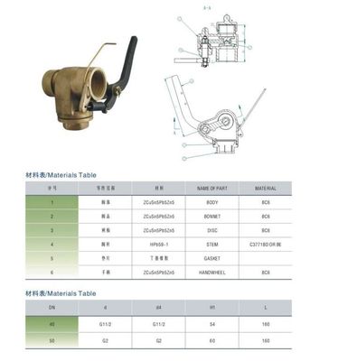 Bronze sounding self-closing valve for fresh water tank, bronze gate valve type self-closing measuring pipe head 37NF-65