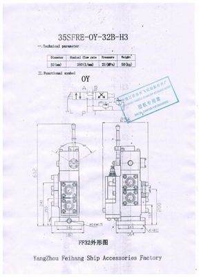 Technical Parameter Table Of 35SFRE-OY32B-H3 Manual Proportional Flow Compound Valve