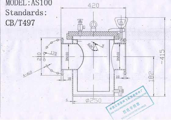 Auxiliary Machine Sea Water Pump Imported Sea Water Filter, Suction Coarse Water Filter Model: AS100 CB/T497-1994