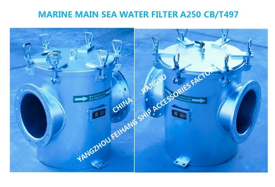 MARINE MAIN SEA WATER FILTER A250 CB/T497-1994，Body - carbon steel galvanized Filter element - stainless steel