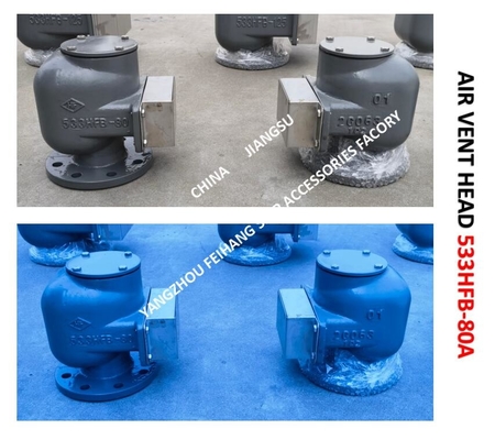 Air Pipe Head  For FPT Cabin Pontoon Type Oil Tank Modle:533HFO-80A Body Cast Iron, Internal Parts - Stainless Steel Fl