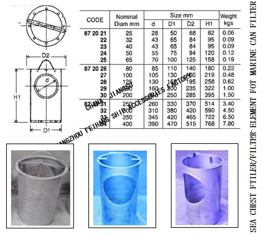 FILTER ELEMENT FOR MARINE CAN WATER FILTER SUS316L DN400,Mesh-4mm